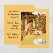 Tea Party uitnodigingen Girl & Teddy Bear Garden (Voorkant / Achterkant)