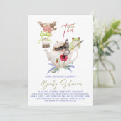 Tea Party-uitnodigingen voor Baby shower incl. Env (Staand voorkant)