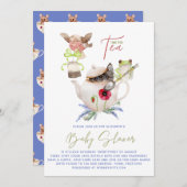 Tea Party-uitnodigingen voor Baby shower incl. Env (Voorkant / Achterkant)