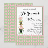 Tea Party Un-jarig Uitnodiging (Voorkant / Achterkant)