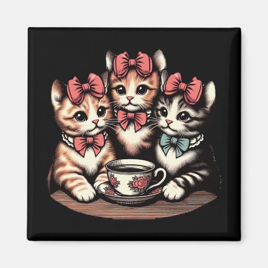 Tea Party van de Kittens Magneet (Voorkant)