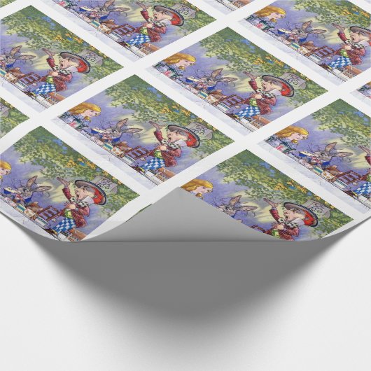 Tea Party van de Mad Hatter in Alice in Wonderland Cadeaupapier (Hoek)