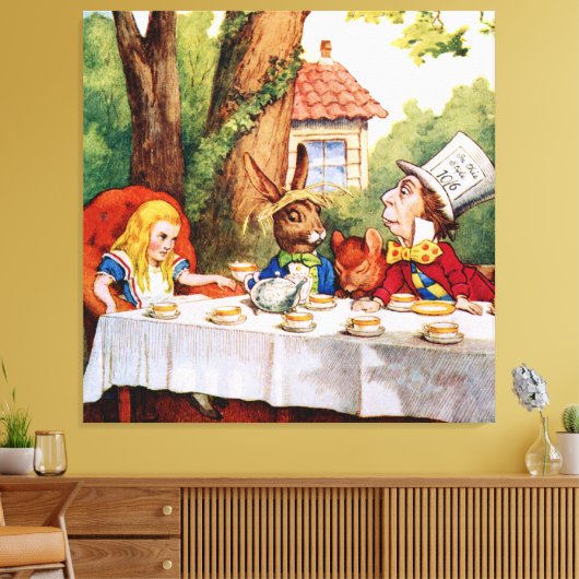 Tea Party van de Mad Hatter in Alice in Wonderland Canvas Afdruk (Insitu (Woonkamer))
