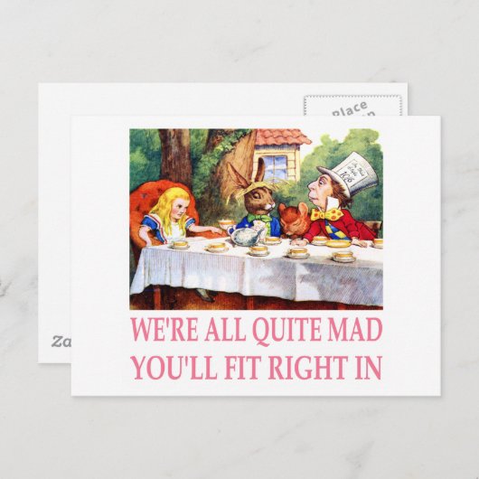 Tea Party van de Mad Hatter in Alice in Wonderland Uitnodiging Briefkaart (Voorkant / Achterkant)