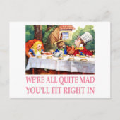 Tea Party van de Mad Hatter in Alice in Wonderland Uitnodiging Briefkaart (Voorkant)