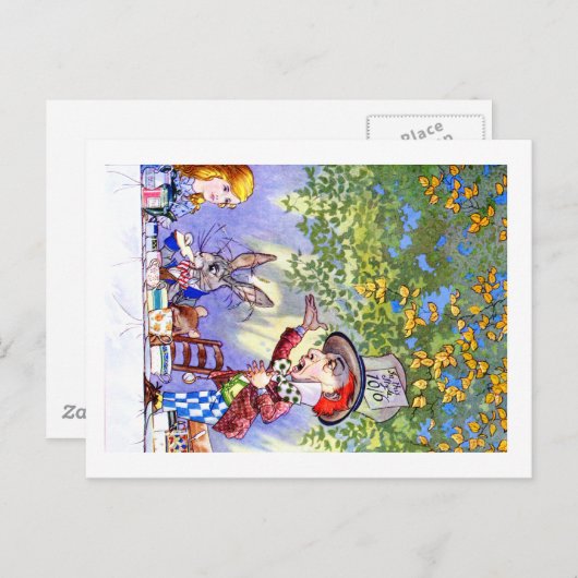 Tea Party van de Mad Hatter in Alice in Wonderland Uitnodiging Briefkaart (Voorkant / Achterkant)
