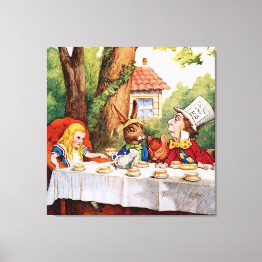 Tea Party van de Mad Hatter in Wonderland Canvas Afdruk (Voorkant)