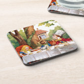 Tea Party van de Mad Hatter in Wonderland Drankjes Onderzetter (Linkerzijde)