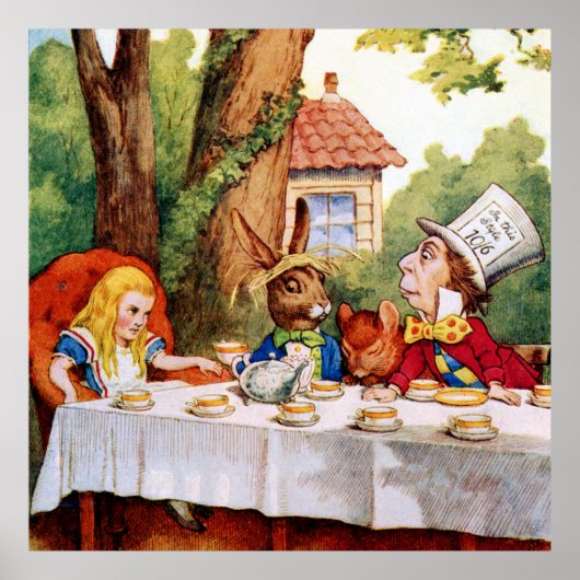 Tea Party van de Mad Hatter in Wonderland Poster (Voorkant)
