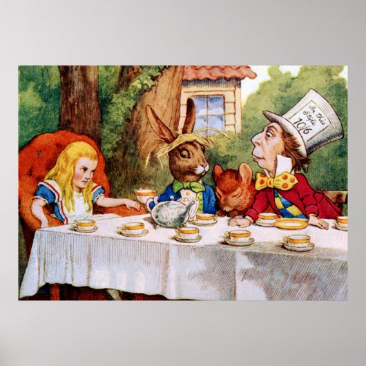 Tea Party van de Mad Hatter in Wonderland Poster (Voorkant)