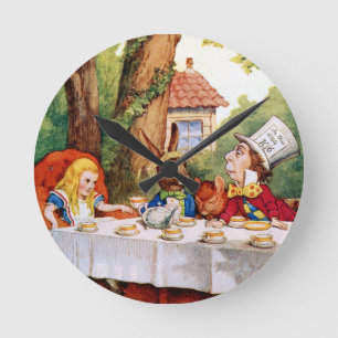 Tea Party van de Mad Hatter in Wonderland Ronde Klok