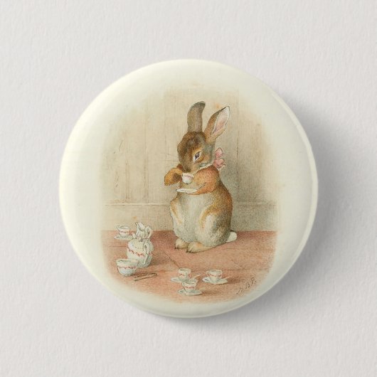 Tea Party van konijn Ronde Button 5,7 Cm (Voorkant)