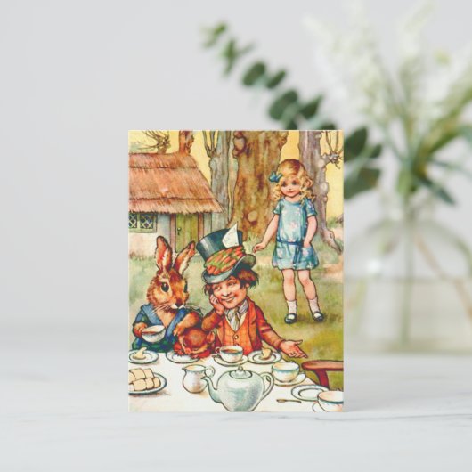 Tea Party van Mad Hatter - Alice in Wonderland Uitnodiging Briefkaart (Staand voorkant)