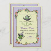 Tea Party Verjaardag Alice in Wonderland Uitnodigi Kaart (Voorkant / Achterkant)