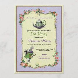 Tea Party Verjaardag Alice in Wonderland Uitnodigi Kaart