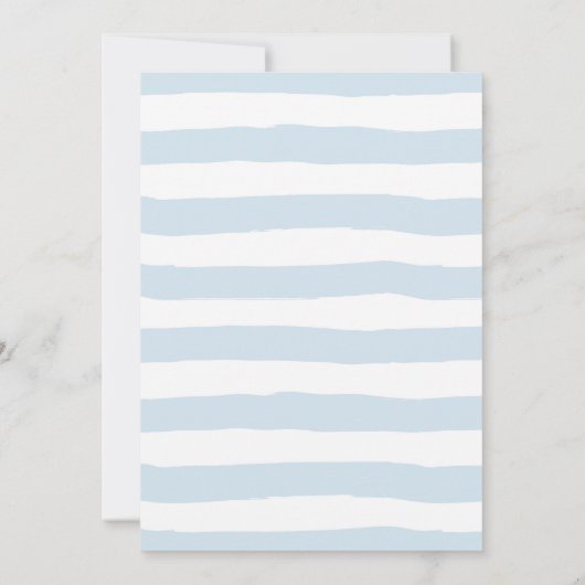Tea Party Verjaardag Baby Blue Stripes Kaart (Achterkant)