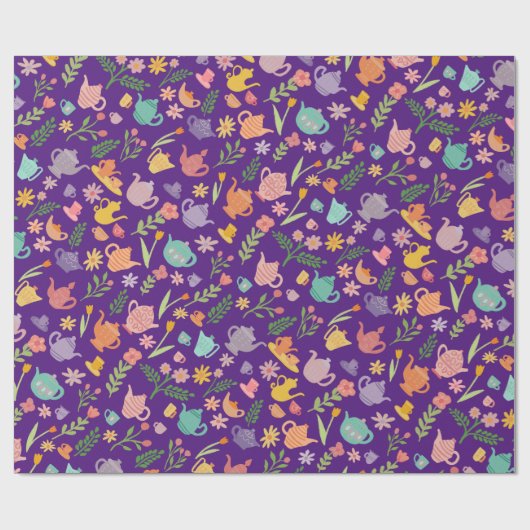 Tea Party Verjaardag Bruids Pasen Lente Bloemen Cadeaupapier (Vlak)