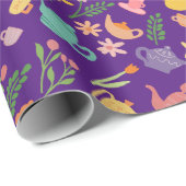 Tea Party Verjaardag Bruids Pasen Lente Bloemen Cadeaupapier (Rol Hoek)