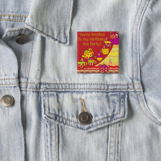 Tea Party Verjaardag Button (In situ)