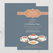 Tea Party Verjaardag Flat uitnodiging (Voorkant / Achterkant)