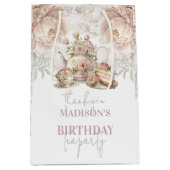 Tea Party Verjaardag Floral gepersonaliseerd Medium Cadeauzakje (Voorkant)