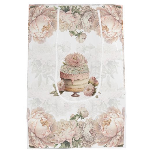 Tea Party Verjaardag Floral gepersonaliseerd Medium Cadeauzakje (Achterkant)