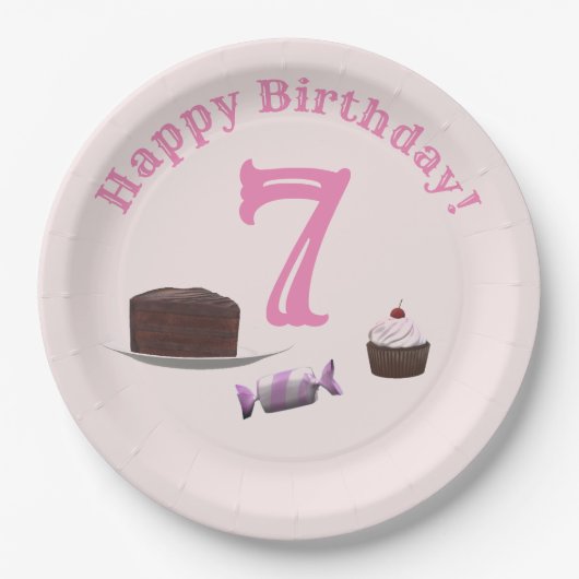 Tea-party verjaardag papieren bordje (Voorkant)