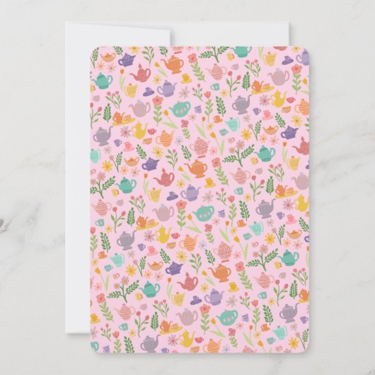 Tea Party Verjaardag Schattige Custom Kleurrijke B Kaart (Achterkant)