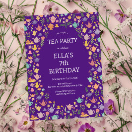 Tea Party Verjaardag Schattige Custom Kleurrijke B Kaart