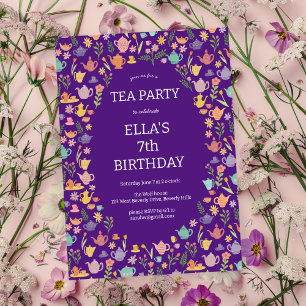 Tea Party Verjaardag Schattige Custom Kleurrijke B Kaart