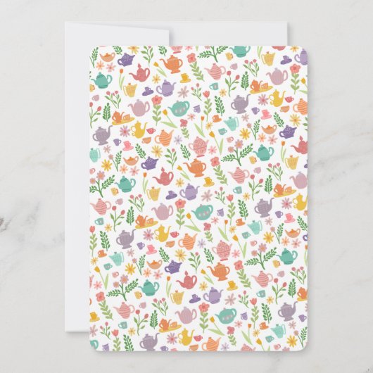 Tea Party Verjaardag Schattige Custom Kleurrijke B Kaart (Achterkant)