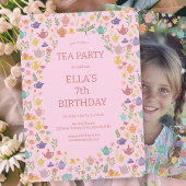 Tea Party Verjaardag Schattigee Custom PHOTO Kaart