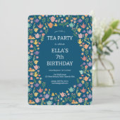 Tea Party Verjaardag Schattigee Custom PHOTO Kaart (Staand voorkant)