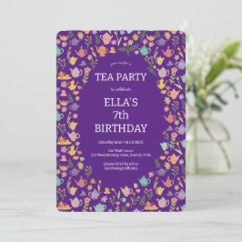 Tea Party Verjaardag Schattigee Custom PHOTO Kaart