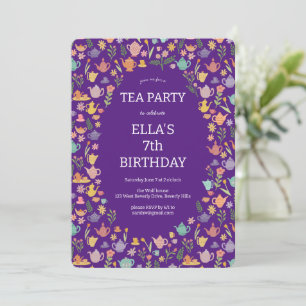 Tea Party Verjaardag Schattigee Custom PHOTO Kaart