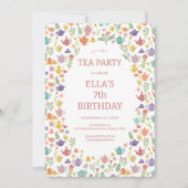 Tea Party Verjaardag Schattigee Custom PHOTO Kaart (Voorkant)