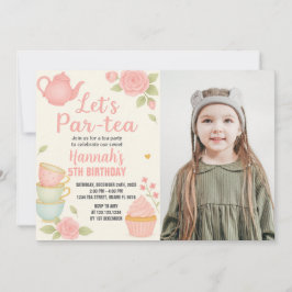 Tea Party Verjaardag Uitnodiging met Bloemen