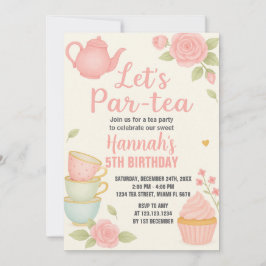 Tea Party Verjaardag Uitnodiging met Bloemen