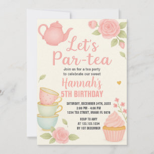 Tea Party Verjaardag Uitnodiging met Bloemen