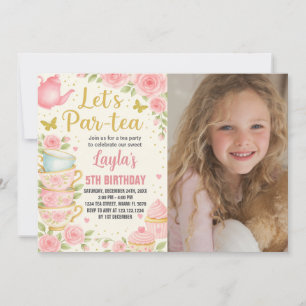 Tea Party Verjaardag Uitnodiging met foto