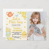 Tea Party Verjaardag Uitnodiging met foto (Voorkant / Achterkant)