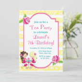 Tea Party Verjaardag Uitnodiging Tea Party Uitnodi (Staand voorkant)