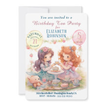 Tea Party verjaardagsfeestje uitnodiging