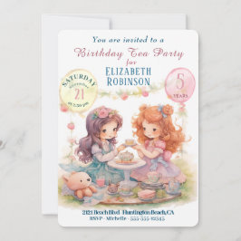 Tea Party verjaardagsfeestje uitnodiging