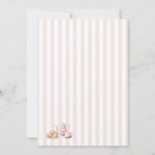 Tea Party Verjaardagsfeestje Uitnodiging Middag Th (Achterkant)