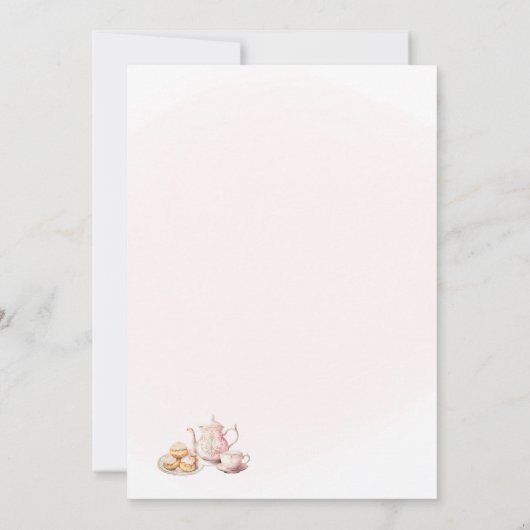 Tea Party Verjaardagsfeestje Uitnodiging Middag Th (Achterkant)
