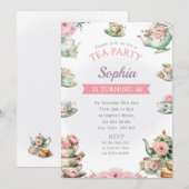 Tea Party Verjaardagsfeestje Uitnodiging Middag Th (Voorkant / Achterkant)