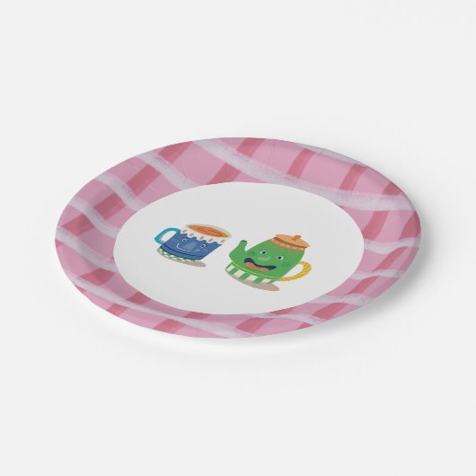 Tea Party Verjaardagspapier Bord (Gekanteld)