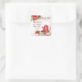 Tea party verjaardagsposttheepot gepersonaliseerd vierkante sticker (Tas)