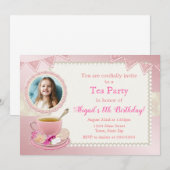 Tea Party verjaardagsuitnodiging klein meisje Kaart (Voorkant / Achterkant)